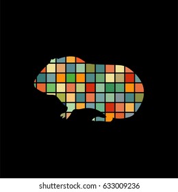 Guinea pig pet rodent color silhouette animal