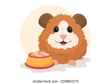 Guinea Pig Pets Hamsters Animals Breeds Suitable for Poster or Greeting Card in Flat Cute Cartoon Hand Drawn Templates Illustration