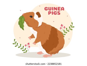 Guinea Pig Pets Hamsters Animals Breeds Suitable for Poster or Greeting Card in Flat Cute Cartoon Hand Drawn Templates Illustration