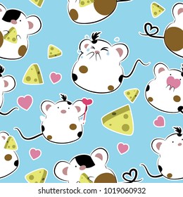 Guinea pig rat Rodent character cartoon pattern blue background seamless adorable and cute 2d illustrate