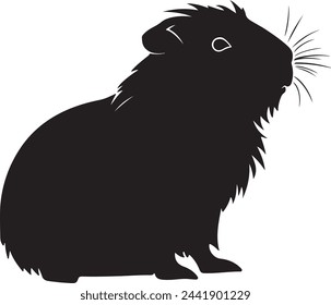 Guinea Pig Silhouette Vector Illustration White Background