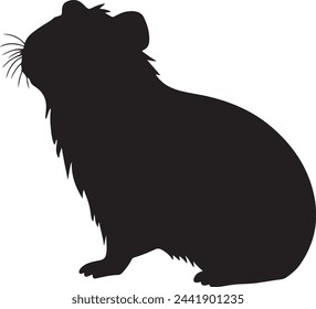 Guinea Pig Silhouette Vector Illustration White Background