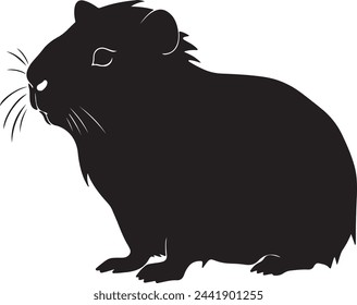 Guinea Pig Silhouette Vector Illustration White Background