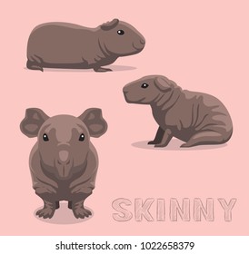 Guinea Pig Skinny Cartoon Vector Illustration