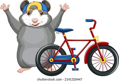 Guinea pig standing with bicycle cartoon illustration