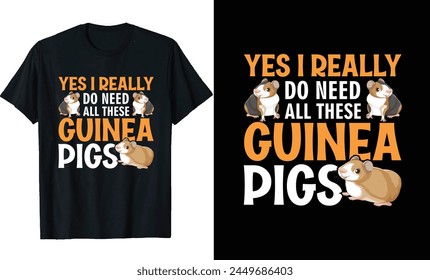 Guinea Pig T-Shirt-Design, Niedliches Guinea Pig, Guinea Pig Lover Tee, Guinea Pig Cartoon T-Shirt-Design, Tiere T-Shirt-Design 