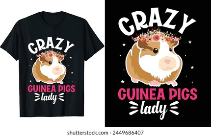 Diseño de la camiseta del cerdo de Guinea, Lindo cerdo de Guinea, Camiseta del amante del cerdo de Guinea, diseño de la camiseta de dibujos animados del cerdo de Guinea, diseño de la camiseta de los animales 