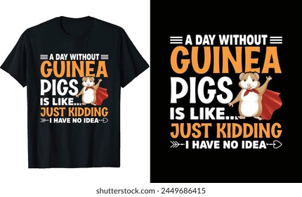 Guinea Pig T-Shirt-Design, Niedliches Guinea Pig, Guinea Pig Lover Tee, Guinea Pig Cartoon T-Shirt-Design, Tiere T-Shirt-Design 