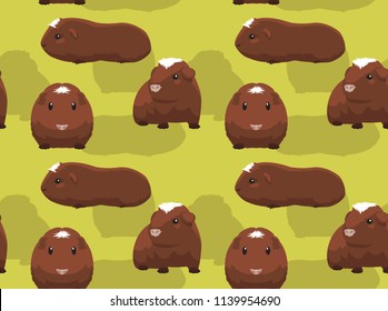 Guinea Pig White Crested Cartoon Background Seamless Wallpaper