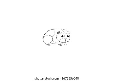 Guinea Pigs Animal Cartoon Vector Outline Illustration
