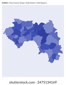 Guinea plain country map. High Details. Solid Regions style. Shape of Guinea. Vector illustration.