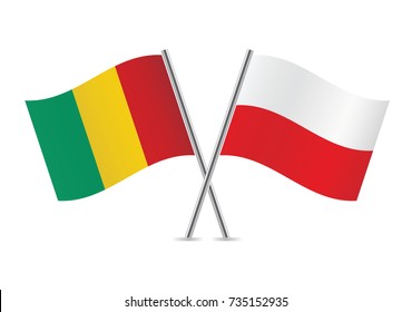 Guinea and Poland flags.Vector illustration.