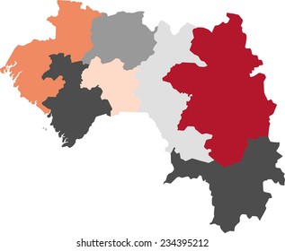 Guinea political map with pastel colors.