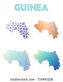 Guinea polygonal map. Mosaic style maps collection. Bright abstract tessellation, geometric, low poly, modern design. Guinea polygonal maps for infographics or presentation.
