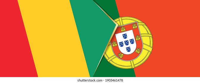 Guinea and Portugal flags, two vector flags symbol of relationship or confrontation.