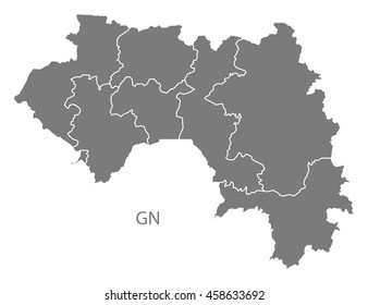 Guinea regions Map grey