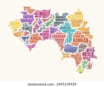 Guinea regions word cloud. Country logo design. Regions typography style vector image. Guinea colored text cloud. Classy vector illustration.