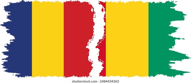 Guinea y Rumania grunge banderas conexión, Vector