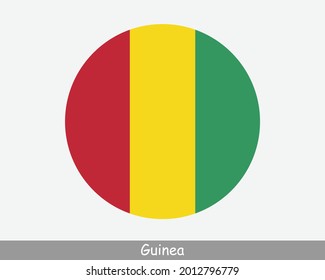 Guinea Round Circle Flag. Guinean Circular Button Banner Icon. EPS Vector