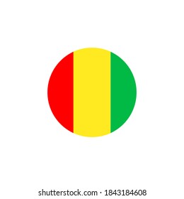 Guinea round flag icon. National Guinean circular flag vector illustration isolated on white.