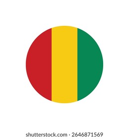 Guinea round vector flag icon for independence day celebration with clear transparent background in editable graphic style	