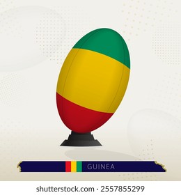 Guinea Rugby Ball on Rugby Kicking Tees with Modern Design. Illustration perfect for sports, national pride, and rugby-related projects.