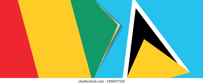 Guinea and Saint Lucia flags, two vector flags symbol of relationship or confrontation.