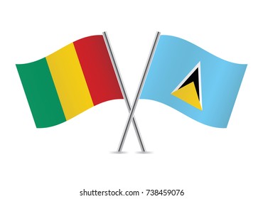 Guinea and Saint Lucia flags.Vector illustration.