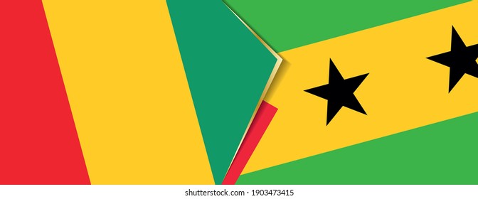 Guinea and Sao Tome and Principe flags, two vector flags symbol of relationship or confrontation.