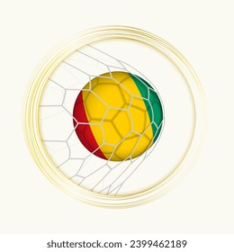 Guinea scoring goal, abstract football symbol with illustration of Guinea ball in soccer net. Vector sport illustration.