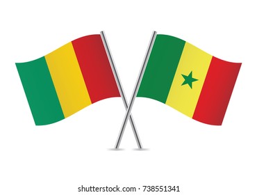 Guinea and Senegal flags.Vector illustration.