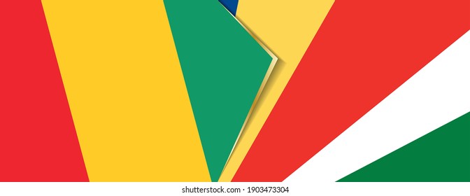 Guinea and Seychelles flags, two vector flags symbol of relationship or confrontation.