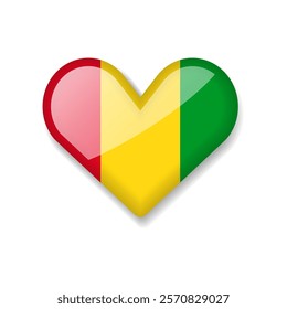 Guinea - Shiny Flag in the Form of Heart. Vector Illustration.