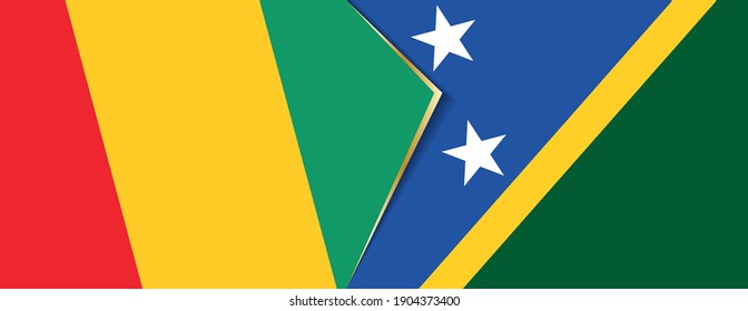 Banderas de Guinea y las Islas Salomón, dos banderas vectoriales símbolo de relación o enfrentamiento.