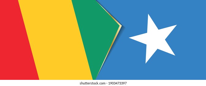Guinea and Somalia flags, two vector flags symbol of relationship or confrontation.