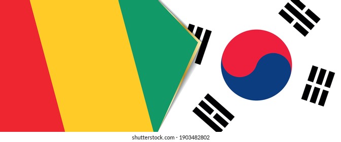 Guinea and South Korea flags, two vector flags symbol of relationship or confrontation.