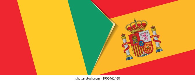 Banderas de Guinea y España, dos banderas vectoriales símbolo de relación o enfrentamiento.