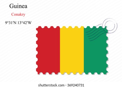 guinea stamp design over stripy background, abstract vector art illustration, image contains transparency