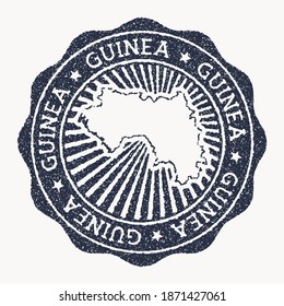 Sello de Guinea. Sello de caucho de viaje con el nombre y mapa del país, ilustración vectorial. Puede utilizarse como insignia, logotipo, etiqueta, pegatina o placa de Guinea.