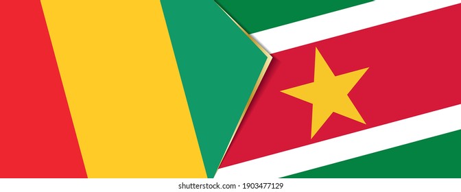 Banderas de Guinea y Surinam, dos banderas vectoriales símbolo de relación o enfrentamiento.