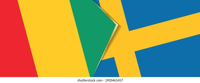 Guinea and Sweden flags, two vector flags symbol of relationship or confrontation.
