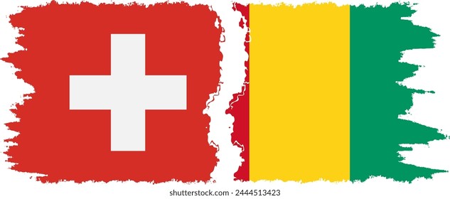 Guinea and Switzerland grunge flags connection, vector