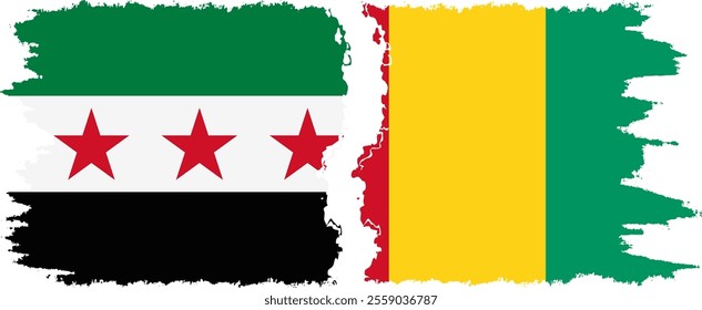 Guinea and Syrian Revolution grunge flags connection, vector