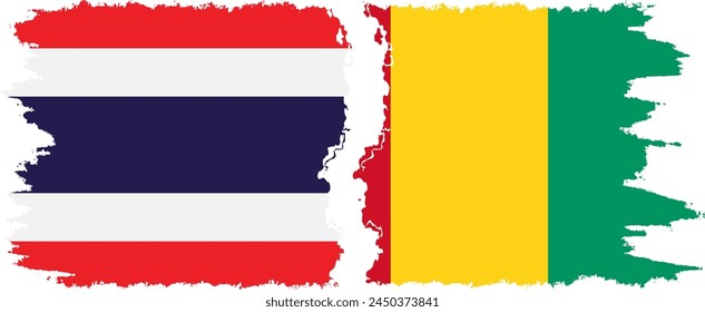 Guinea and Thailand grunge flags connection, vector