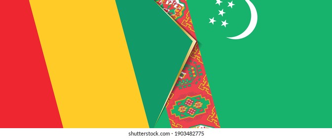 Banderas de Guinea y Turkmenistán, dos banderas vectoriales símbolo de relación o enfrentamiento.