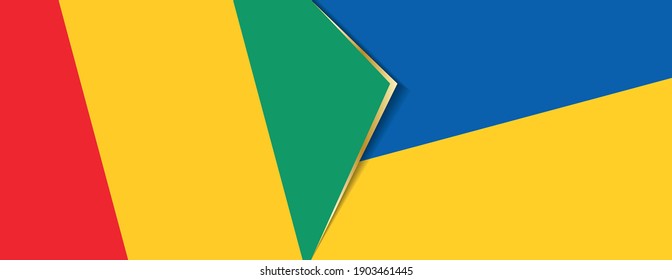 Guinea and Ukraine flags, two vector flags symbol of relationship or confrontation.