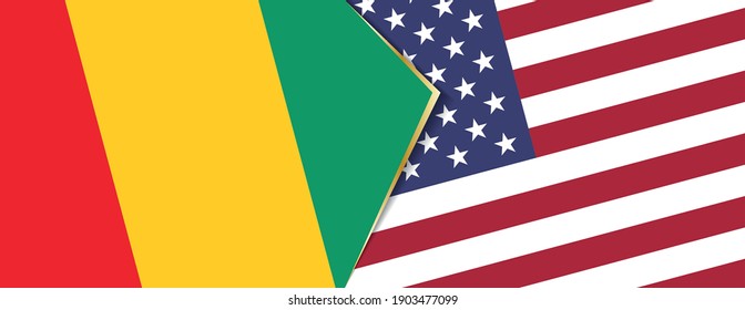 Banderas de Guinea y Estados Unidos, dos banderas vectoriales símbolo de relación o enfrentamiento.