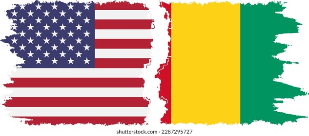 Conexión de banderas de grifo de Guinea y Estados Unidos, vector