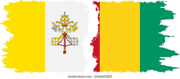 Guinea and Vatican grunge flags connection, vector
