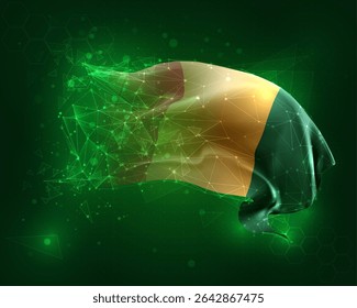 Guinea, vector 3d flag on green background and numbers